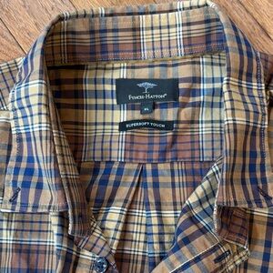 Finch-Hatton -Casual Plaid Shirt - Brown and Blue
